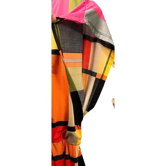 BaileyGirl Sleeveless Belted Color Block Dress Small Orange Red - Picture 6 of 9